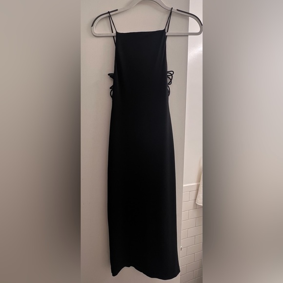 Alice + Olivia Black Midi Polyester Dress, Size 0 - Picture 1 of 4